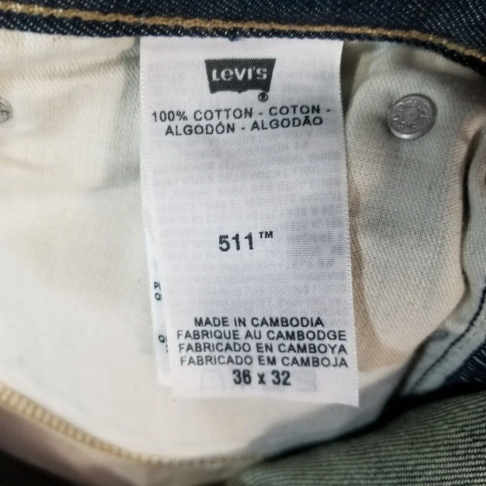 Levi's 511 jeans men's 36x32 slim straight blue denim pants